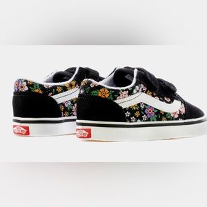 Vans Toddler Black and White Floral Sneakers